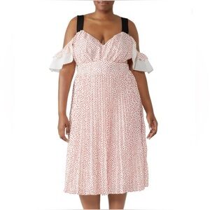 Eloquii Women's Plus Size Graphic Heart Pleated Midi Dress Size 20 Retro Girly